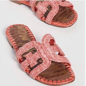 Sam Edelman Beckie 2 Woven Cut Out Slide Sandals (Sz 9) Coral Rafia